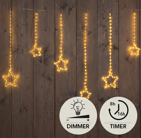 LED-Vorhang-Lichterkette mit Sternen, 200 cm