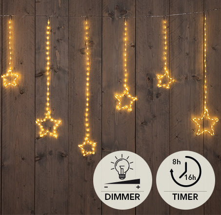 LED-Vorhang-Lichterkette mit Sternen, 400 cm