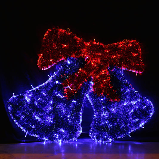 Weihnachtsglocken-LED-Licht – Rot und Blau – 73 x 55 cm