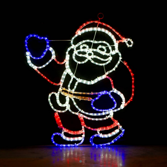 Vollfiguriger Weihnachtsmann mit LED-Motiv – 88,5 x 78,8 cm