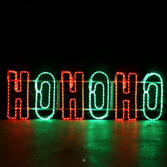HO HO HO LED-Weihnachtsschild – 150 x 38 Rot und Grün