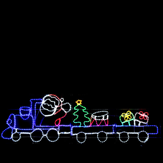 Santa's Train - outdoor Christmas lights - 78x258cm