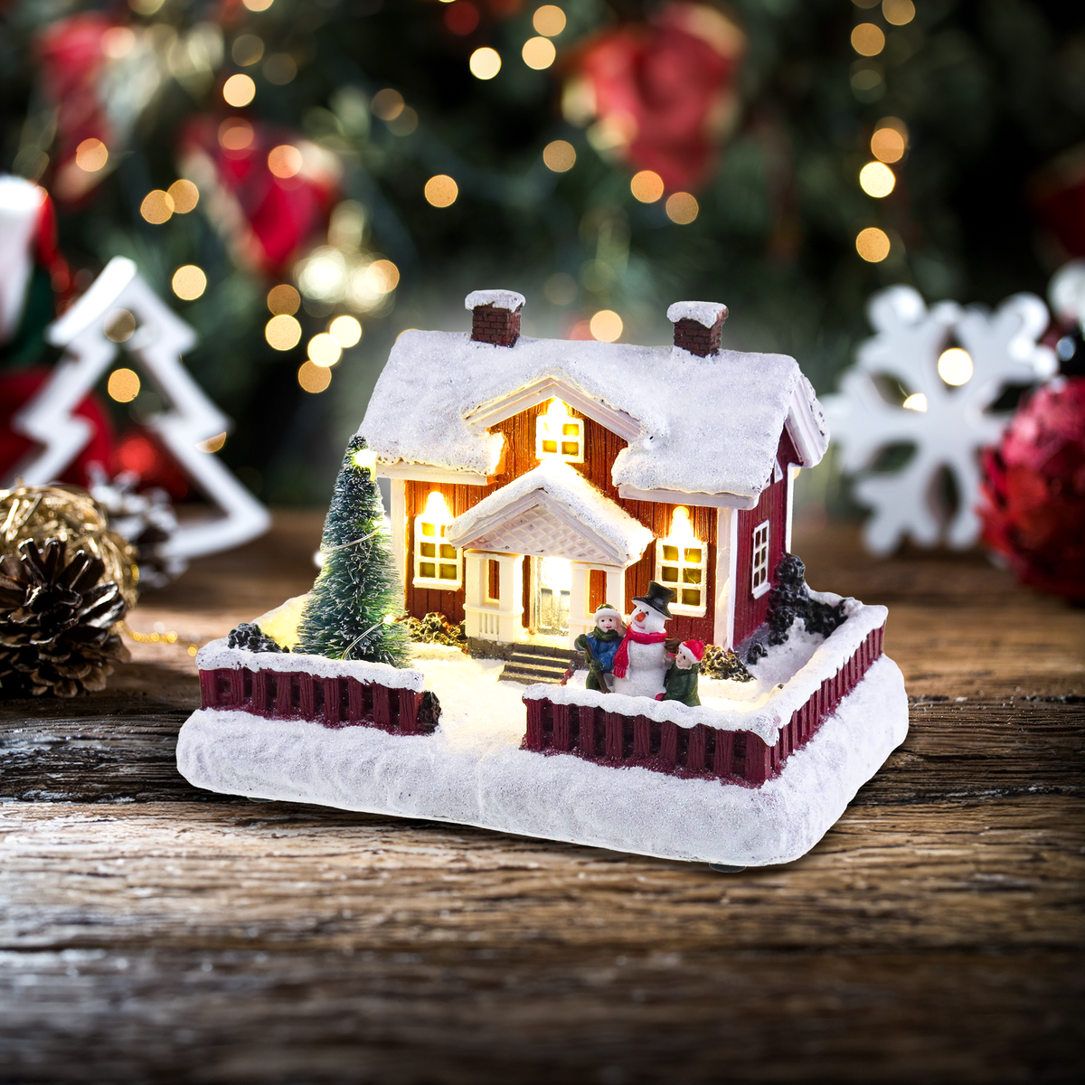Skandinavisches Haus – Beleuchtetes Weihnachtsdorf – Santa's Light Shop