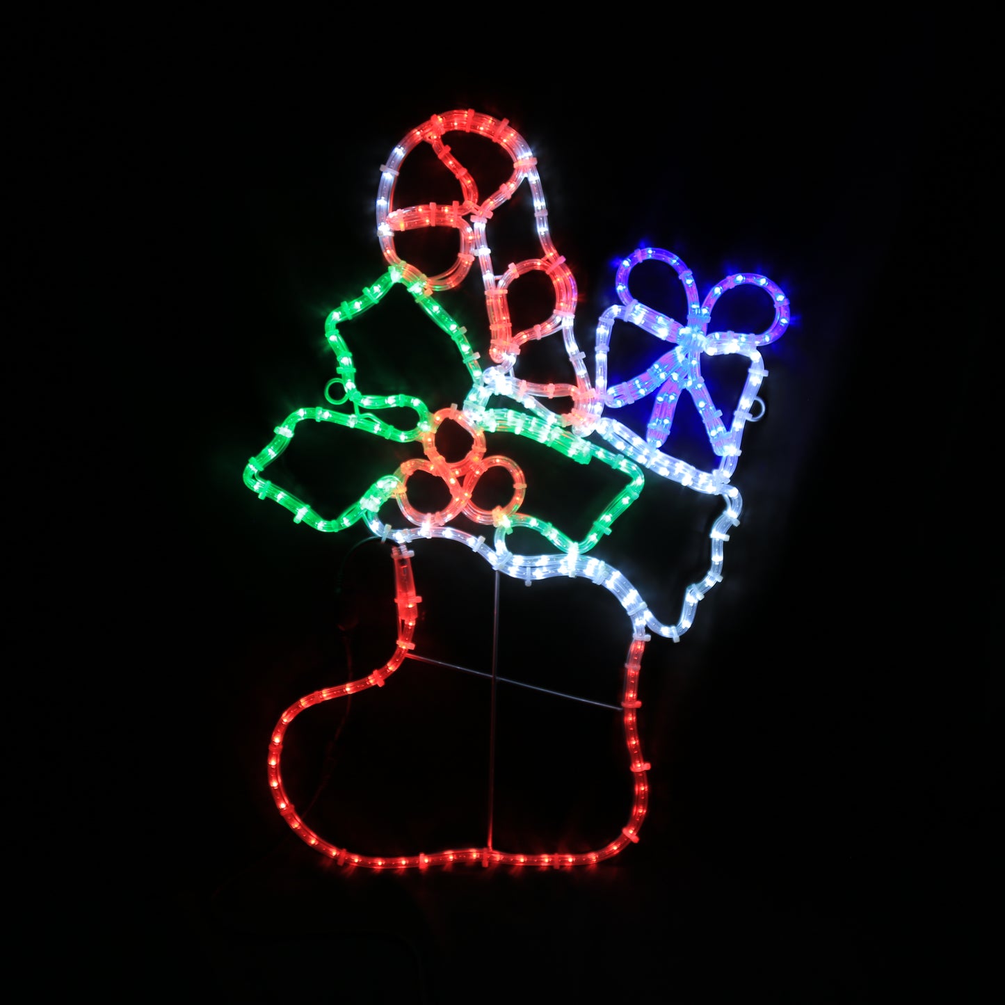 Weihnachtsstrumpf mit LED-Motiv, 57 x 85 cm