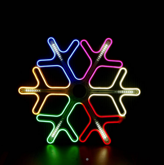 Neon <tc>Schneeflocken</tc> 60x60 cm mehrfarbiges Weihnachtslicht